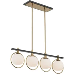 Possini Euro Design Carlyn Brass Black Linear Island Pendant Chandelier 33" Wide Modern White Glass Shade 4-Light LED Fixture For Dining Room Kitchen 14 Possini Euro Design Carlyn Brass Black Linear Island Pendant Chandelier 33" Wide Modern White Glass Shade 4-Light LED Fixture For Dining Room Kitchen -Home Furnishings Store GUEST f51208d1 1570 43e8 b074 e7299aff1864