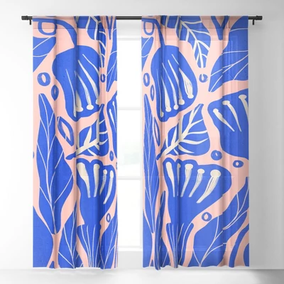 Viviana Gonzalez Abstract Floral Blue Single Panel Sheer Window Curtain - Deny Designs 3 Viviana Gonzalez Abstract Floral Blue Single Panel Sheer Window Curtain - Deny Designs