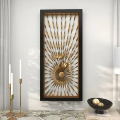Metal Sunburst Coiled Ribbon Wall Decor With Black Frame Gold - Olivia & May 26 Metal Sunburst Coiled Ribbon Wall Decor With Black Frame Gold - Olivia & May -Home Furnishings Store GUEST f939f075 27a3 4cc0 901a 7f046549deed
