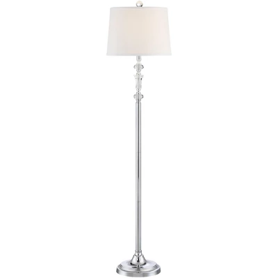 360 Lighting Montrose Modern Floor Lamps 61" Tall Set Of 2 Polished Steel Crystal Glass White Fabric Drum Shade For Living Room Bedroom Office House 7 360 Lighting Montrose Modern Floor Lamps 61" Tall Set Of 2 Polished Steel Crystal Glass White Fabric Drum Shade For Living Room Bedroom Office House - Image 5