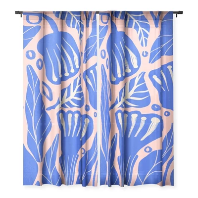 Viviana Gonzalez Abstract Floral Blue Single Panel Sheer Window Curtain - Deny Designs 4 Viviana Gonzalez Abstract Floral Blue Single Panel Sheer Window Curtain - Deny Designs - Image 2