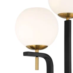 Possini Euro Design Acadia Modern Floor Lamp 71" Tall Black Warm Gold Metal 3 Light Frosted White Glass Globe Shade For Living Room Bedroom Office -Home Furnishings Store GUEST fab94407 4e0a 4d7a 9c9f 68a453000298